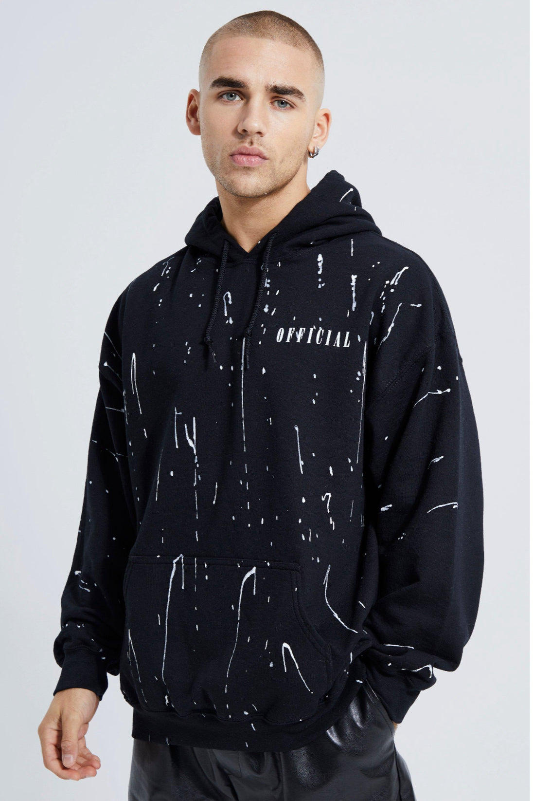 Oversized Paint Splatter Print Hoodie