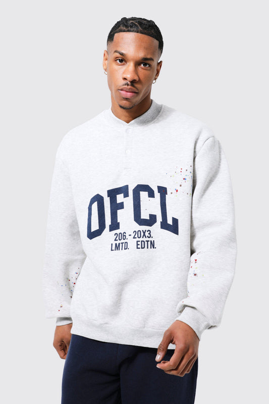 Oversized Varsity Paint Splatter Sweatshirt