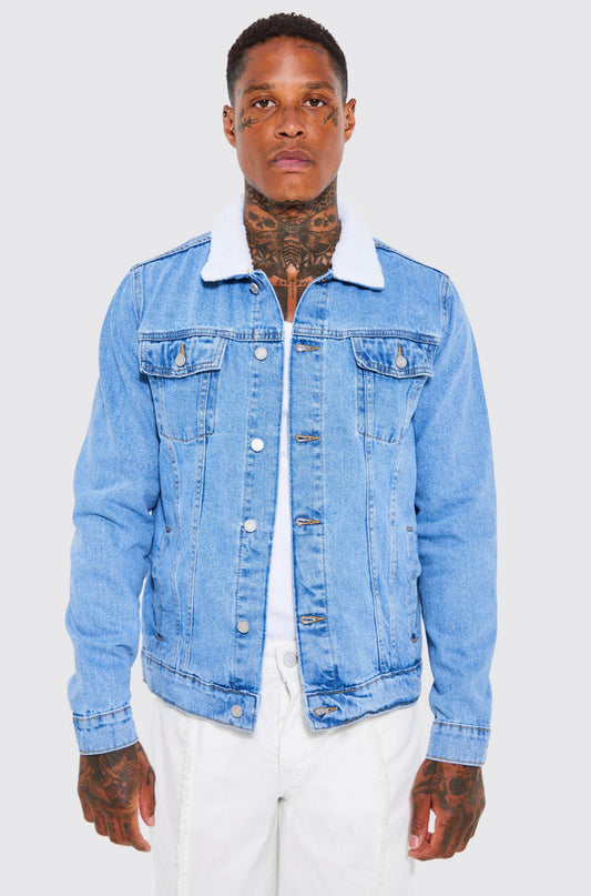 Regular Fit Borg Collar Denim Jacket